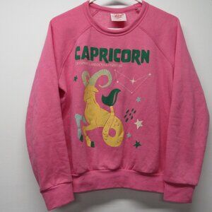 Midnight Rider Anthropologie Carolita Zodiac Sweatshirt CAPRICORN Pink Women's S